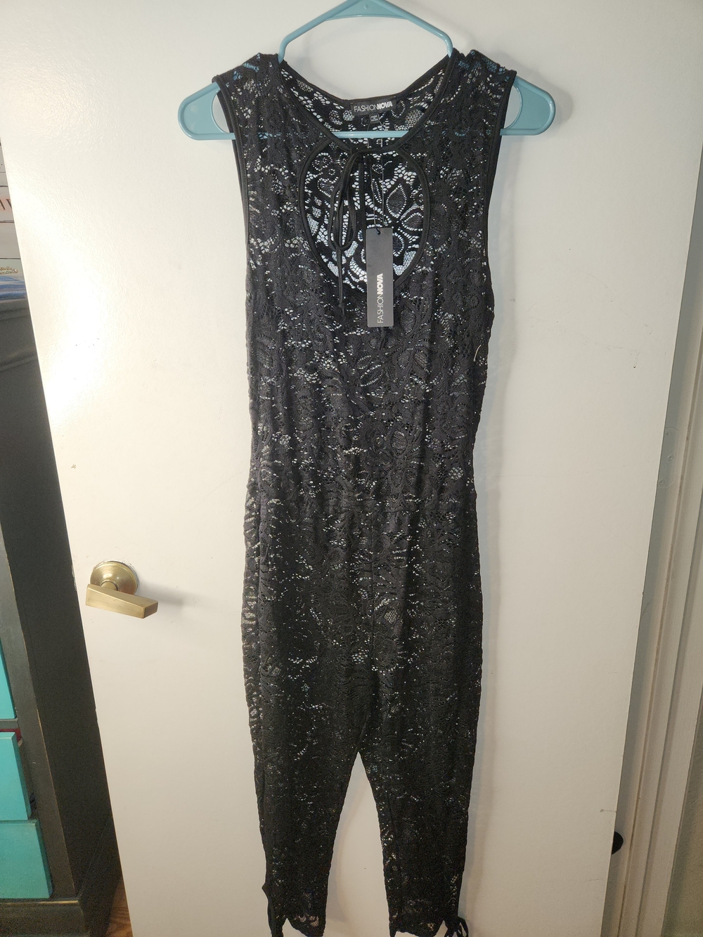Fashion Nova Black Lace Capri Jumpsuit
